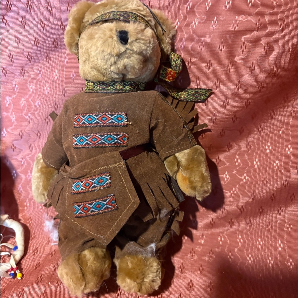 Brown Plush Bear with Embroidered Outfit